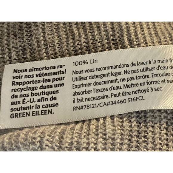 F. Eileen Fisher Linen Top Size S Multicolor Gray Blouse Long Shirt - Picture 5 of 5